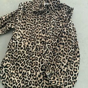 Chico's Tan and Black Animal Print Shirt